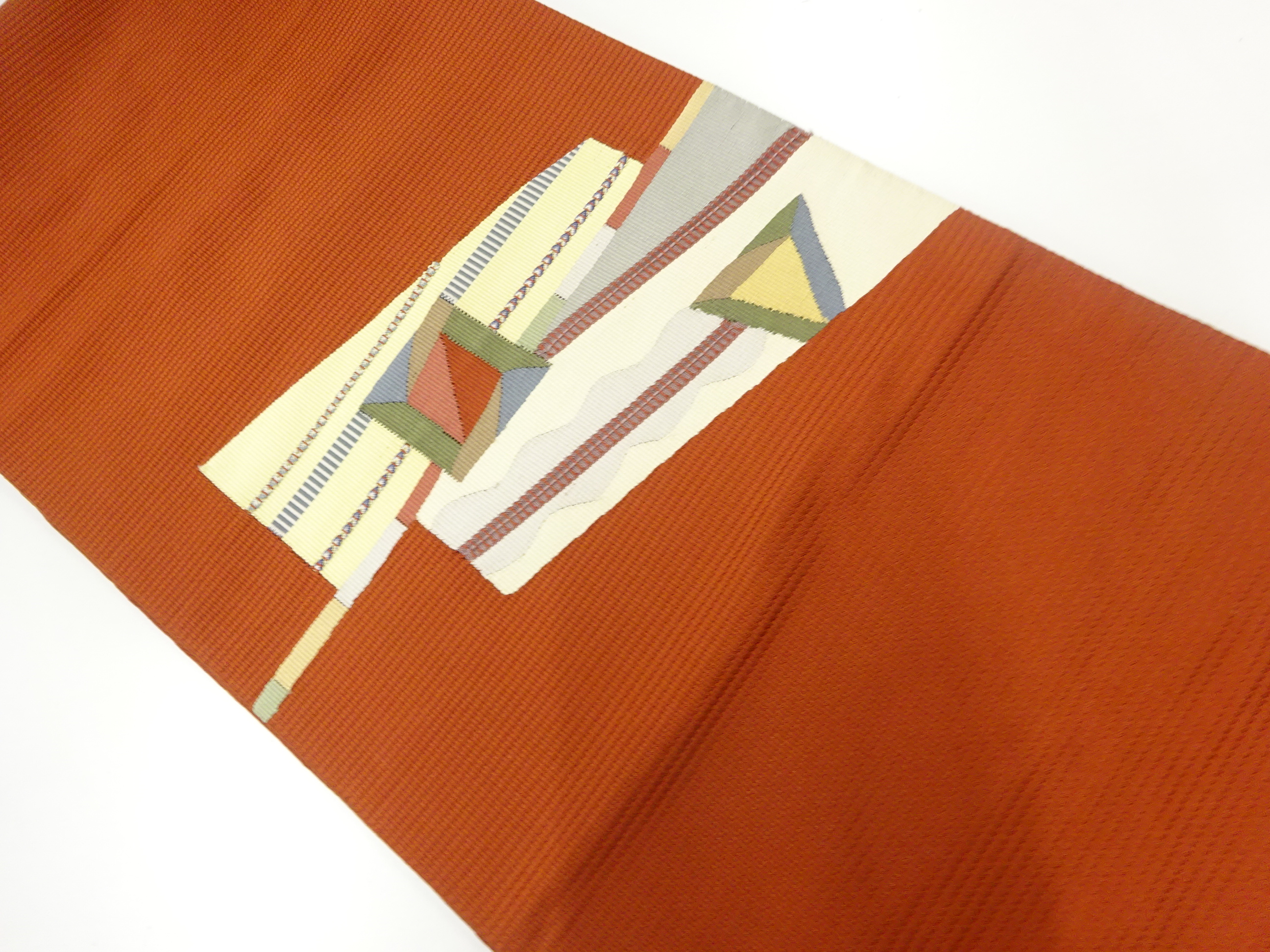 リサイクル　抽象模様織出し名古屋帯